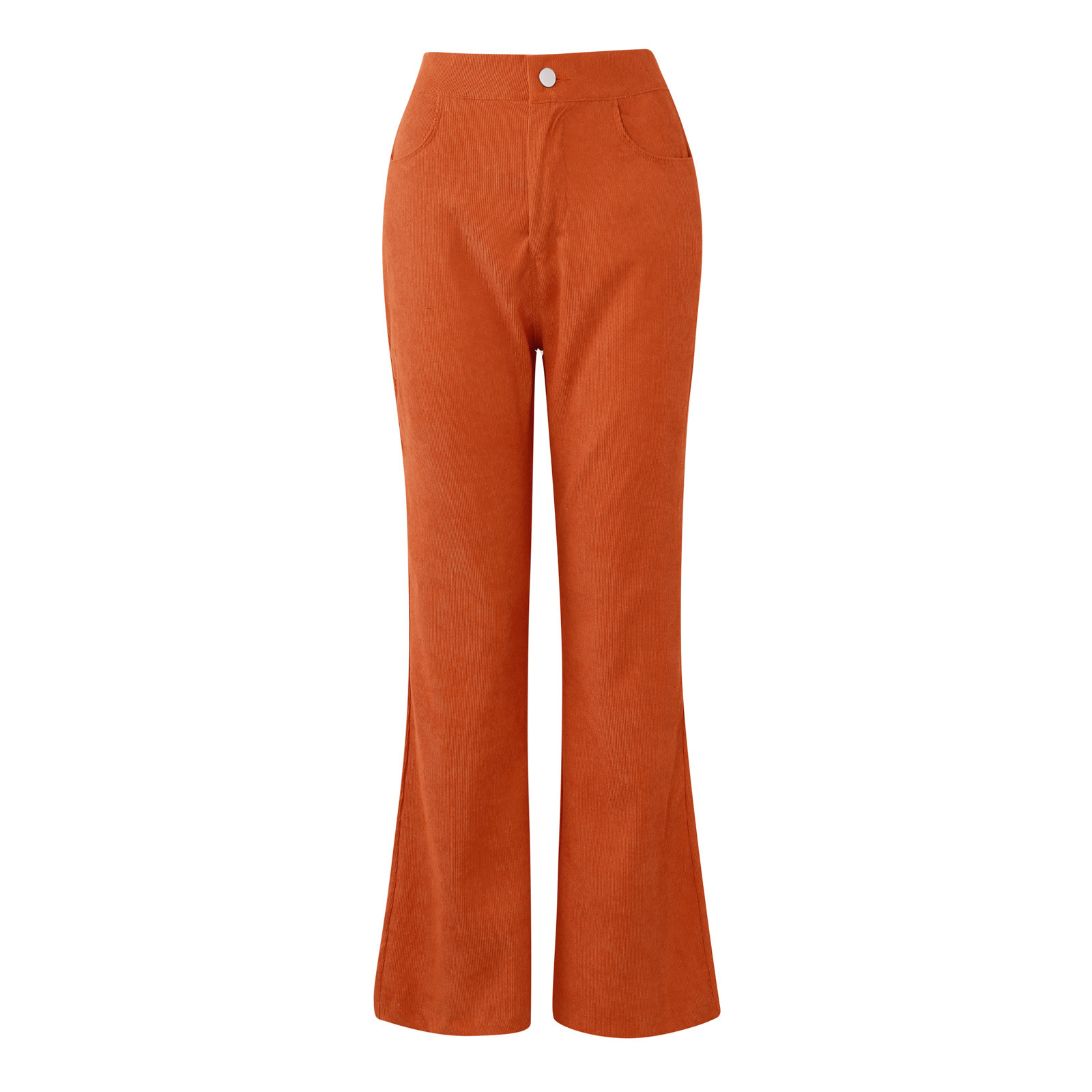 thumbnail image 4 of Pantalones acampanados de pana para mujer - Cintura elástica, corte holgado informal, para todas las ocasiones, 4 of 7